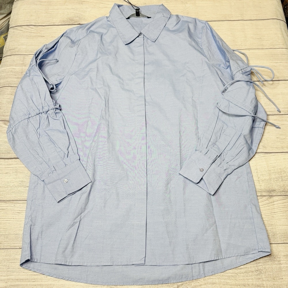 Walter Baker Ashlee Light Blue Top Medium Long Sleeve Tie NWT Minimalist Chic